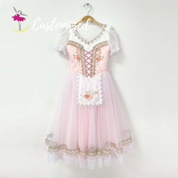 La Fille Ballet Costume Peach Color Coppelia Romantic Dress for Ballerina