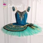 Green with Gold Appliques Classic Tutu Professional Ballet Tutu for Esmeralda 