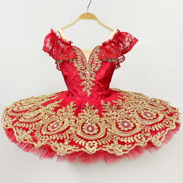 Red & Gold Dance Costumes Tutu For Ballet Don quixote #T0604